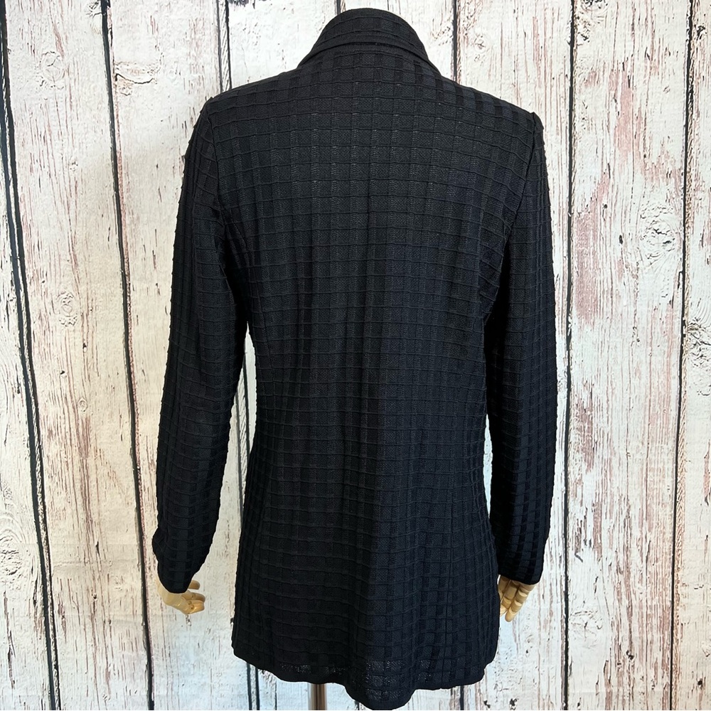 Vintage Exclusively Misook Black Ribbed Cardigan Blazer Jacket Sweater Size XS - Picture 4 of 11